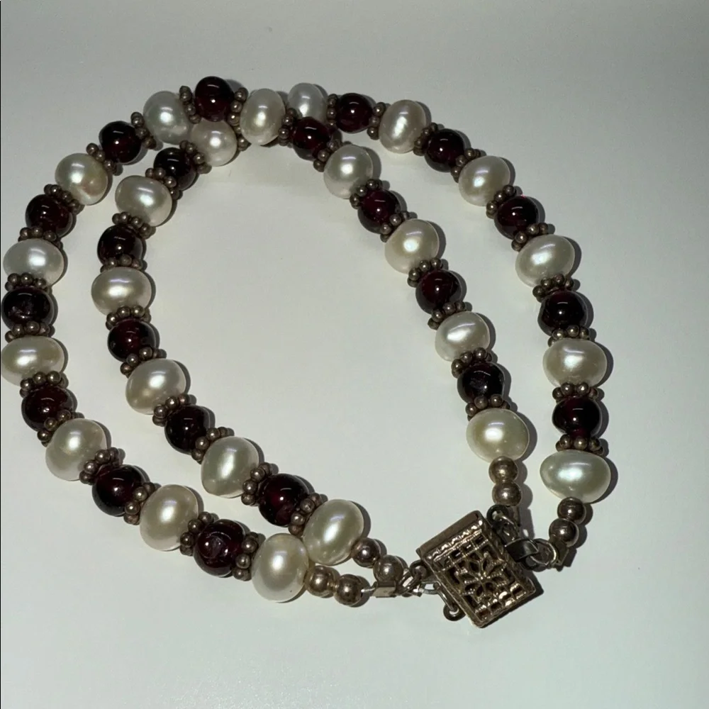ReservedSpectacular vintage fresh water Pearl and amethyst double Sterling stamp
